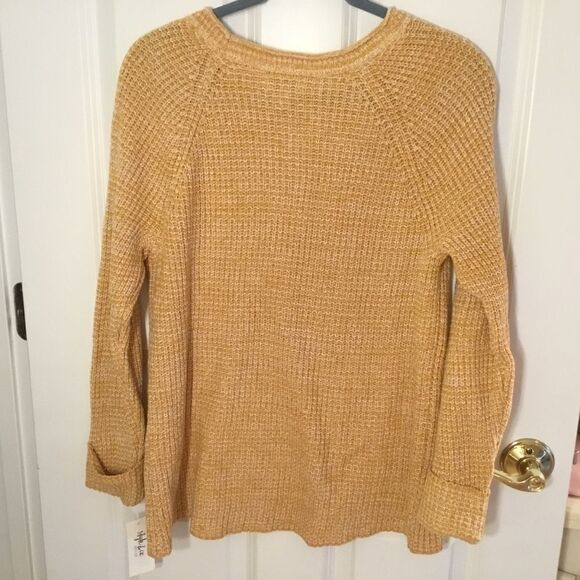 NWT Style & Co Maize Color Pointelle Sweater Sz LP - Picture 3 of 7
